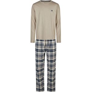Phil & Co. Berlin Pyjama lang 'Flanell'  beige / grijs / wit