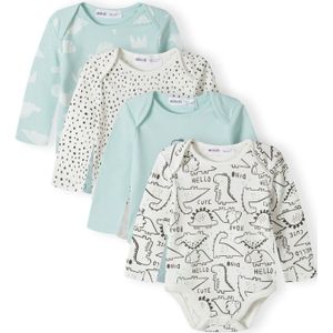 MINOTI Rompertje/body  ecru / mintgroen / zwart