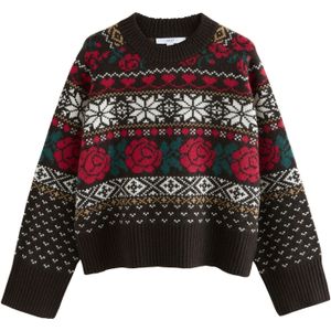 Next Trui  crème / chocoladebruin / groen / rood / wit