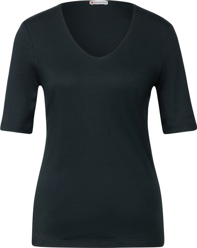 STREET ONE - Style Palmira - T-shirt - Pine grove green - Korte Mouwen - Diepe Ronde Hals