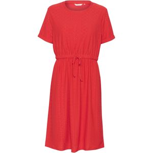 Cream Jurk 'Mianna'  neonrood