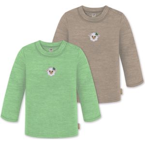 normani Shirt 'Taupo'  donkerbeige / smaragd / lichtgroen / wit