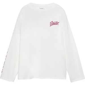 Pull&Bear Shirt 'STWD'  pink / wit