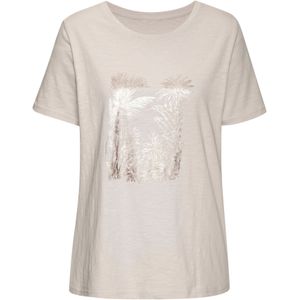Vivance - T-shirt - Beige - Met Goudkleurig Glanzend Folieprint