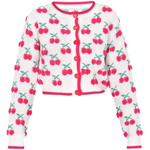 MYMO Gebreid vest  lichtblauw / rood / wit