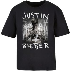 F4NT4STIC Shirt 'Justin Bieber Purpose Album Cover'  grijs / zwart / wit