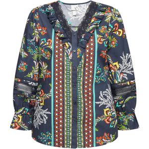 Ulla Popken Blouse  marine / turquoise / geel / oranje