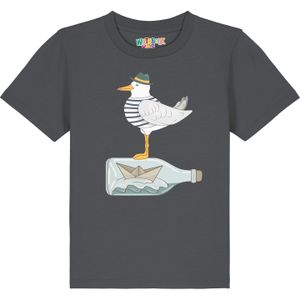 watabout.kids Shirt 'Möwe mit Hut'  navy / antraciet / oranje / offwhite