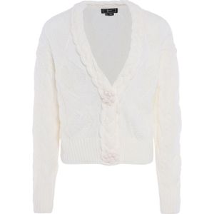 faina Gebreid vest  wolwit