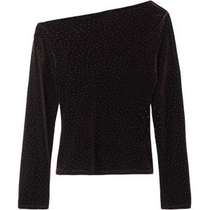 MANGO Shirt 'XVIRGO'  donkerbruin / zilver