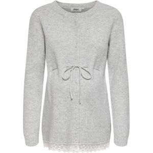 Only Maternity Gebreid vest 'OLMCHER'  grijs gemêleerd / natuurwit