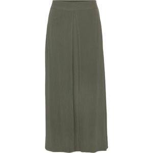 Lascana - Maxirok - Kaki - Polyester - Lange Rok met Beeninsnijding