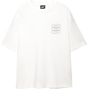 Pull&Bear Shirt 'GHOST MODE'  rosé / zwart / wit