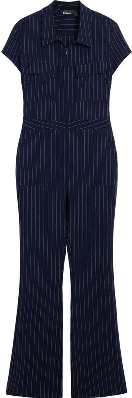 Overall - Multicolor - Lange Jumpsuit - Korte Mouwen - Krijtstreepprint