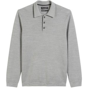 Marc O'Polo - Shirt - Lichtgrijs - Lange Mouw - Polokraag