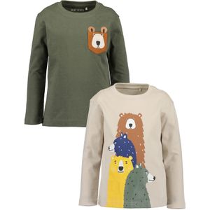 Blue Seven - Shirt - Kaki/Beige - Lange Mouwen - 2-delig