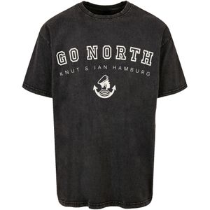 F4NT4STIC Shirt 'Go North Knut & Jan Hamburg'  zwart gemêleerd / wit