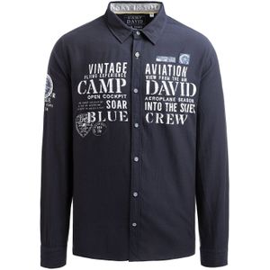 CAMP DAVID Overhemd  marine / wit