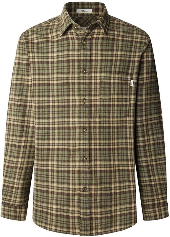 Pepe Jeans - PM3090828 Crownley - Overhemd - Groen - Katoen - Lange Mouwen