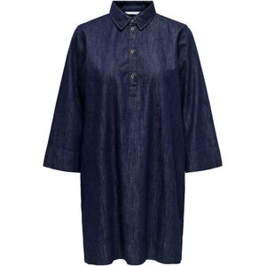 Onlamari - Korte Jurk - Denim - Regular Fit - Overhemd Kraag - 3/4 Mouwen