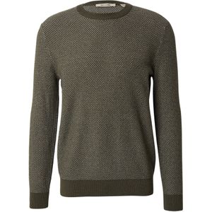 Only & Sons Trui 'ONSMORGAN'  olijfgroen / wit