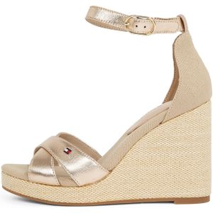 Tommy Hilfigervoor vrouwen. FW0FW08811 Metallic gouden sleehakken (36), Leer, Goudkleurig, meer dan 10 cm, Gesp, Casual