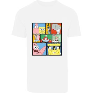 F4NT4STIC Shirt 'Spongebob Schwammkopf'  blauw / geel / rood / wit