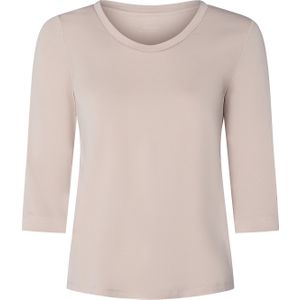 Marc Cain - T-shirt - Taupe - Katoen - Normale Pasvorm - Driekwart Mouw
