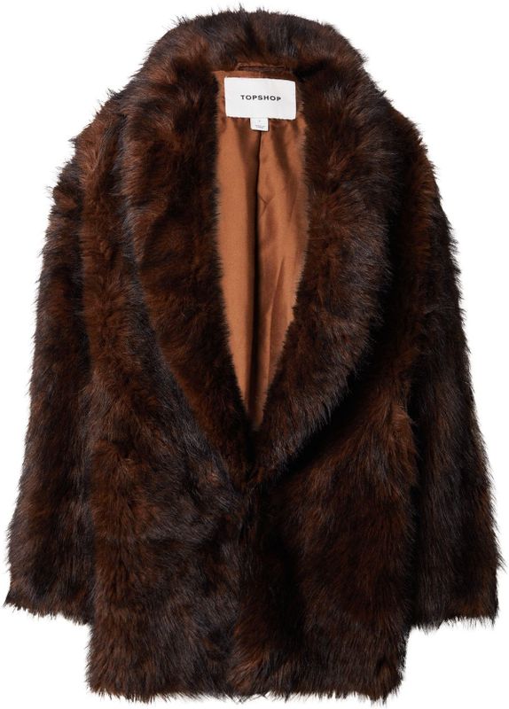 TOPSHOP Wintermantel  chocoladebruin / zwart