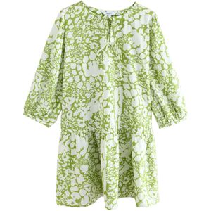 Next Jurk  lichtgroen / wit