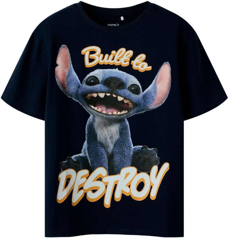 NAME IT Shirt 'NKMNILA STITCH'  navy / indigo / oranje / lichtroze