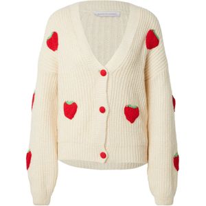 Bianco Lucci Gebreid vest  beige / rood