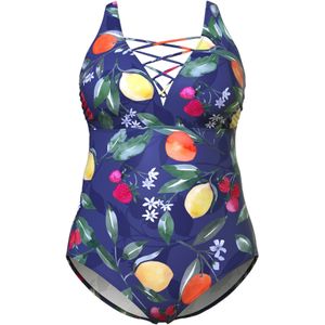 Ulla Popken Badpak  marine / geel / groen / oranje