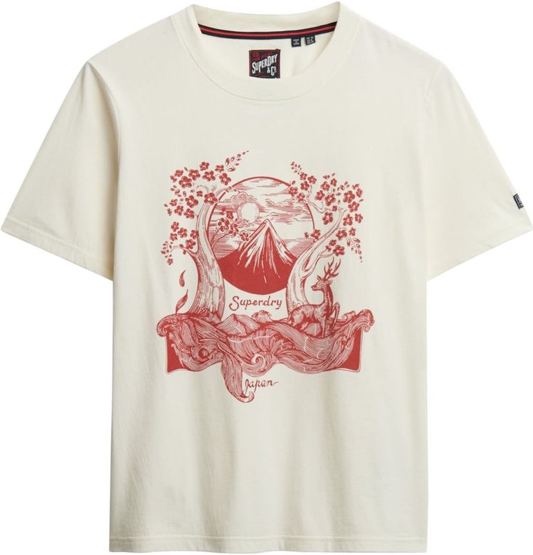 Superdry Shirt 'Tokyo Narrative'  rood / wolwit