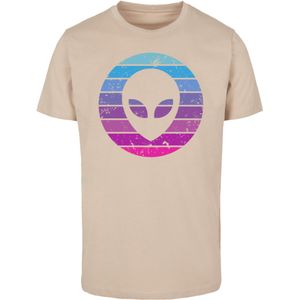 F4NT4STIC Shirt 'Alien Kopf'  sand / aqua / lila / pink
