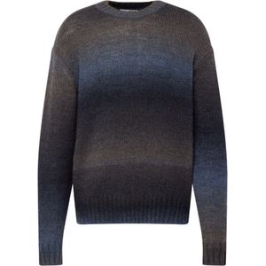 SELECTED Trui 'Gaard'  nachtblauw / donkerbruin