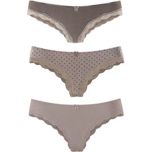 Lascana Brazilian Slip - Taupe - Katoen - 3 Stuks