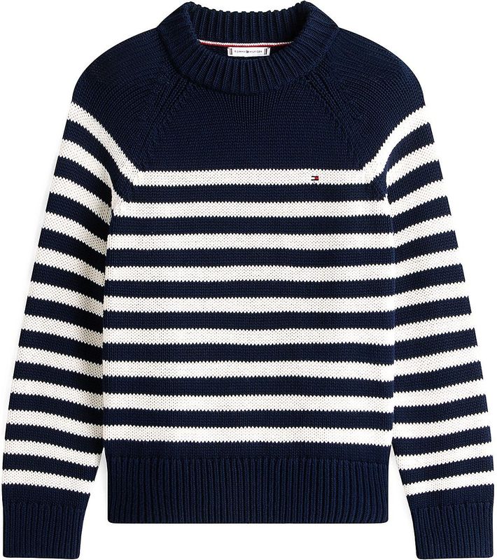 TOMMY HILFIGER - Trui - Blauw/Wit - Gestreept - Lange Mouwen