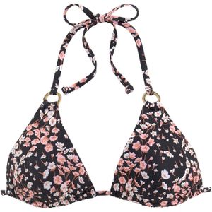 Look - Gebloemd Triangelbikini - Zwart - Zonder Beugels - Verwijderbare Softcups