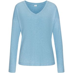 Lichtblauw Mêlee - Pyjama - 4x4 Ribkwaliteit - V-hals - Lange Mouwen