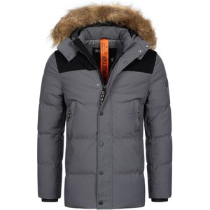 INDICODE JEANS Winterparka 'Hexyl'  lichtbruin / donkergrijs / zwart