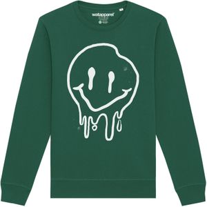 Watapparel Sweatshirt ' Smiley '  donkergroen / wit