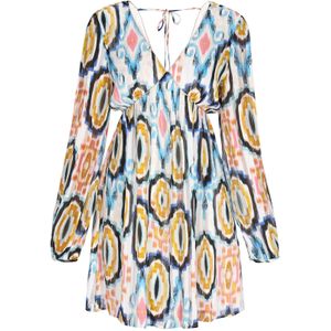 IZIA Jurk  lichtblauw / safraan / zwart / wit