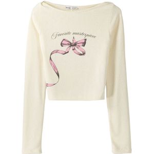 Bershka Trui  ecru / rosa / zwart