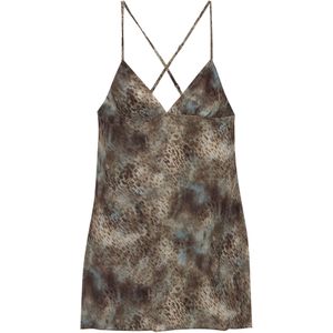 Pull&Bear Zomerjurk  beige / lichtblauw / bruin / donkerbruin