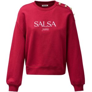 Salsa Jeans - Sweatshirt - Rood - Regular Fit - Lange Mouwen - Ronde Halslijn