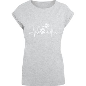 F4NT4STIC Shirt 'Heartbeat Dog Love'  lichtgrijs / wit