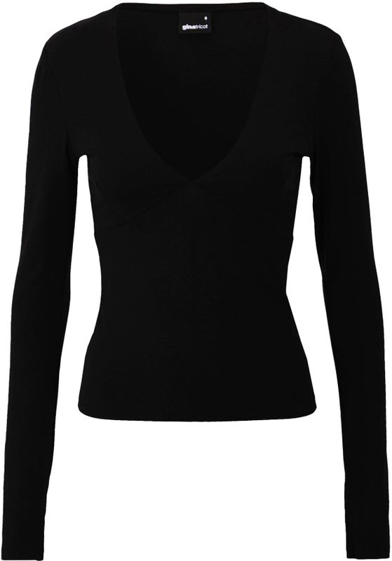 Gina Tricot - Shirt - Zwart - Lange Mouw - Slanke Pasvorm