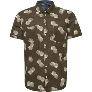 BLEND Overhemd  kaki / wit