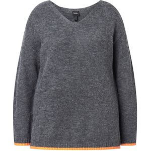 Ulla Popken Trui  grafiet / lichtoranje